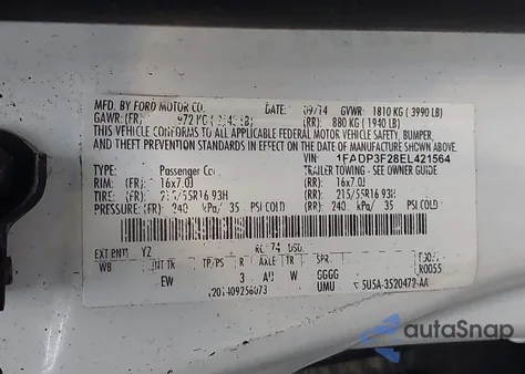 2014 Ford Focus Se z USA, uszkodzony, nr VIN 1FADP3F28EL421564